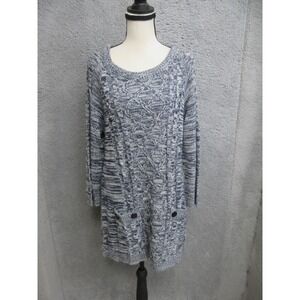 Effeci Cable Knit Sweater Women XL Blue Pullover Tunic Coastal Fisherman Knit